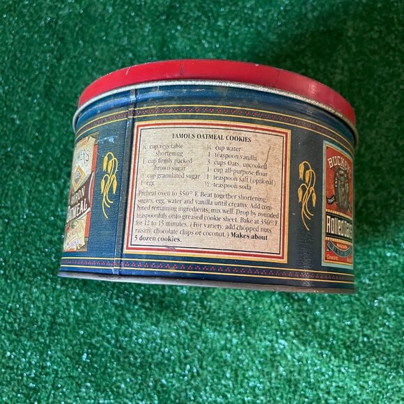 Pure Quaker Oats Limited Edition 1983 Vintage Tin Can Storage w/ Cookie Recipe - Picture 5 of 12